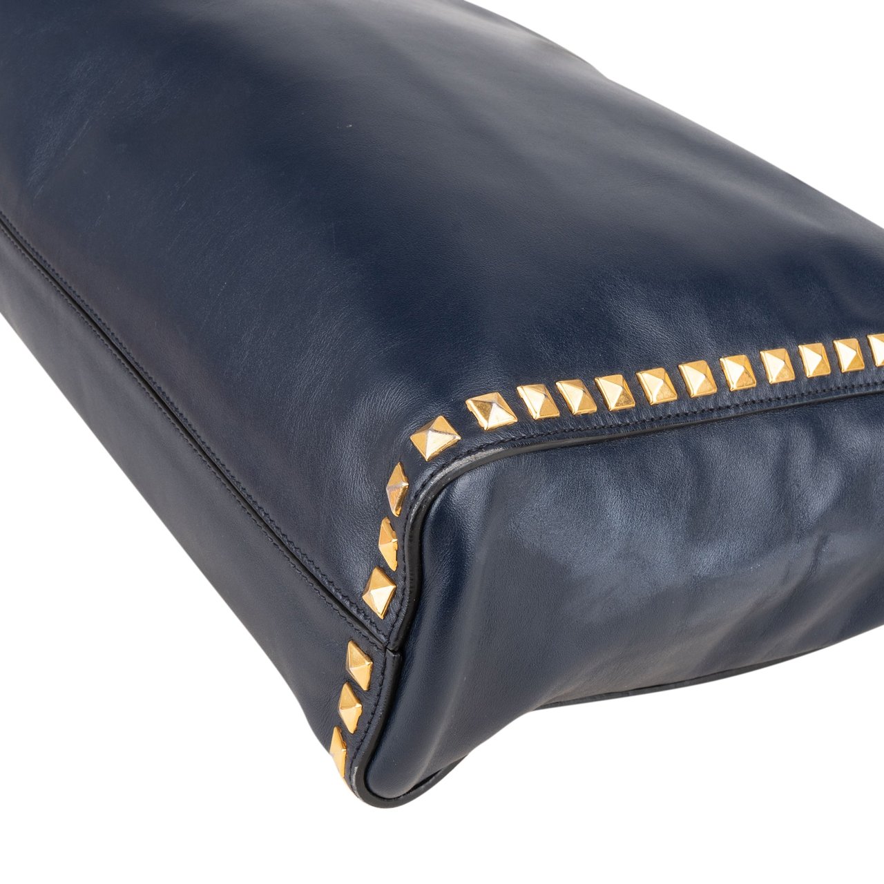 Miu Miu Miu Miu Blue Leather Spikes Shoulder Bag Blauw