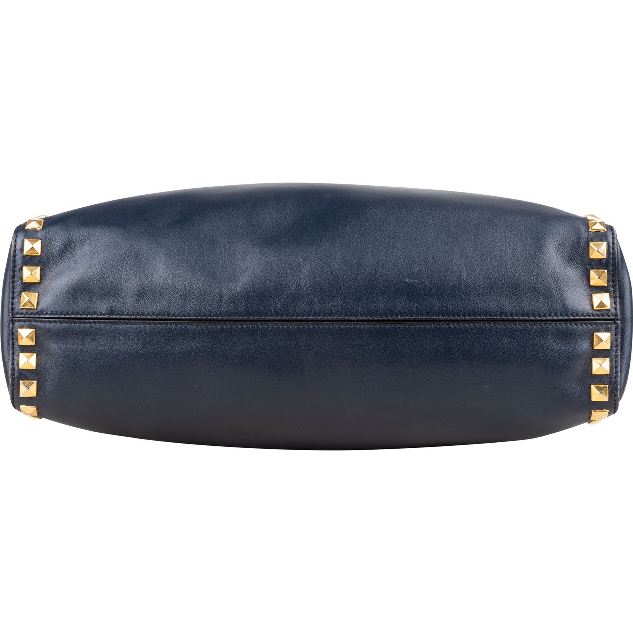Miu Miu Miu Miu Blue Leather Spikes Shoulder Bag Blauw