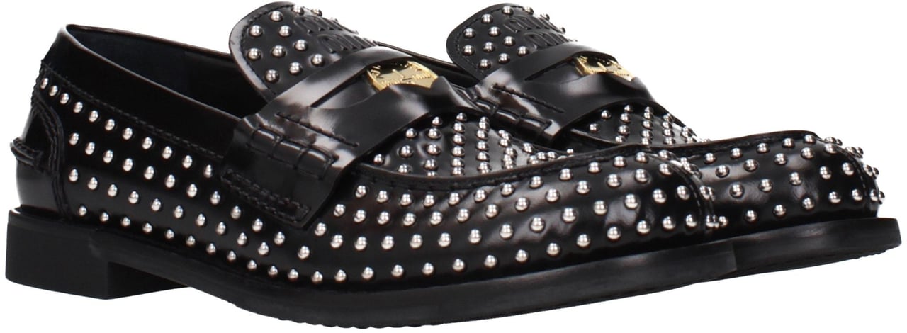 Miu Miu Black Leather Slip-On Loafers Zwart