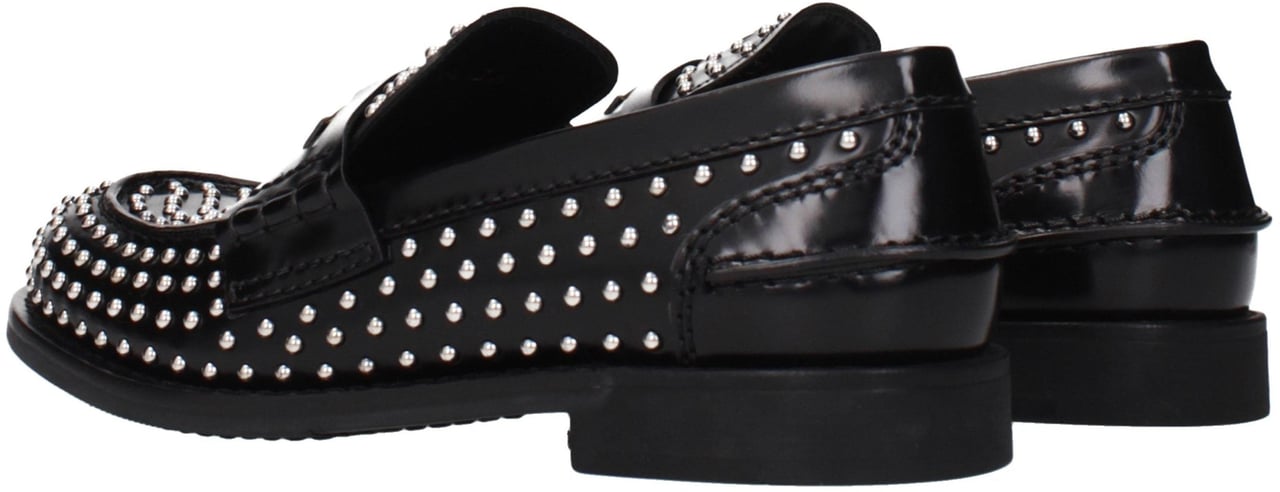 Miu Miu Black Leather Slip-On Loafers Zwart