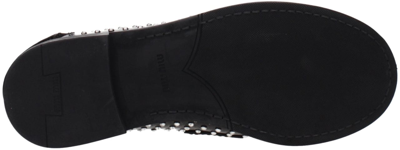 Miu Miu Black Leather Slip-On Loafers Zwart