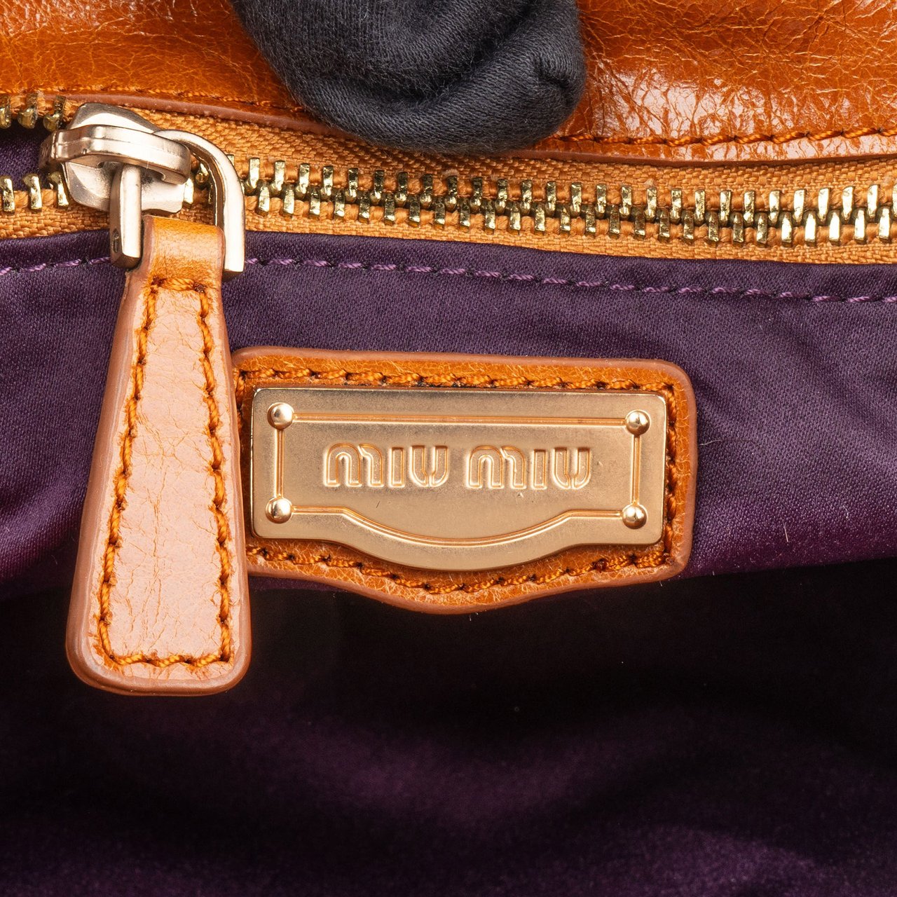 Miu Miu Miu Miu Vitello Lux Bow Satchel City Handbag Bruin
