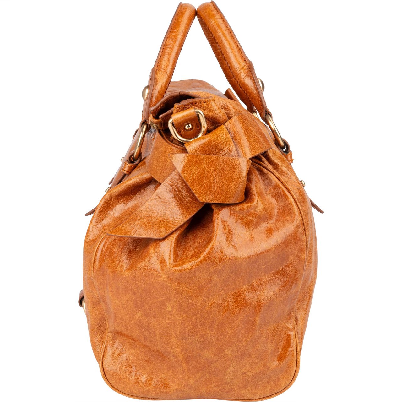 Miu Miu Miu Miu Vitello Lux Bow Satchel City Handbag Bruin