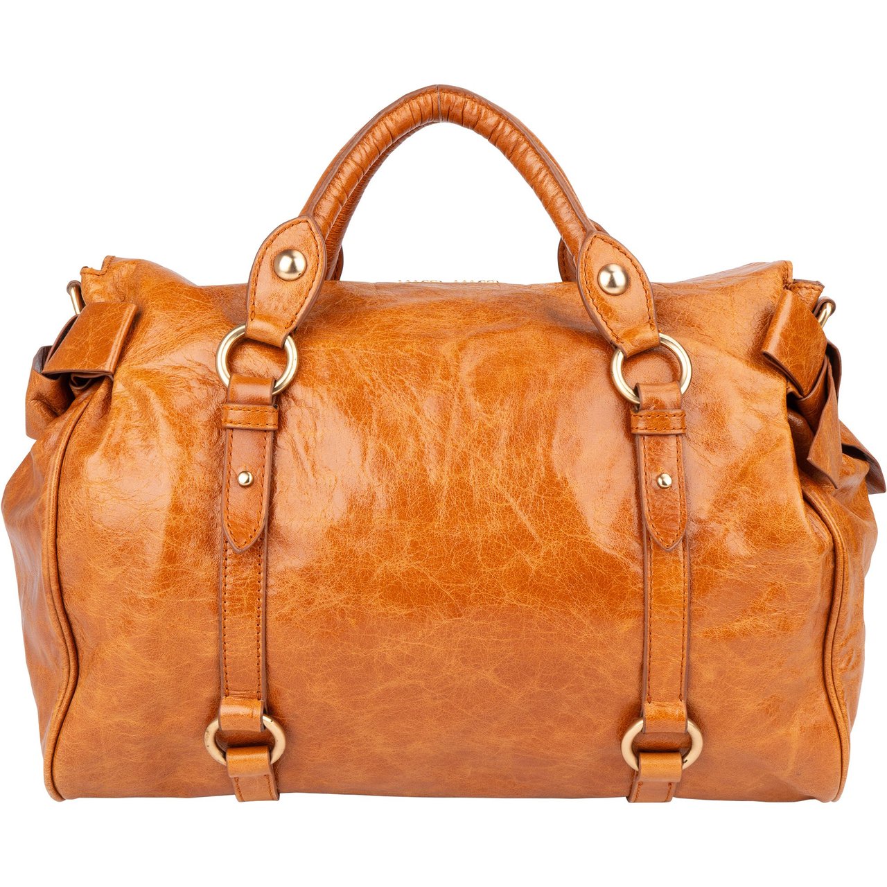 Miu Miu Miu Miu Vitello Lux Bow Satchel City Handbag Bruin