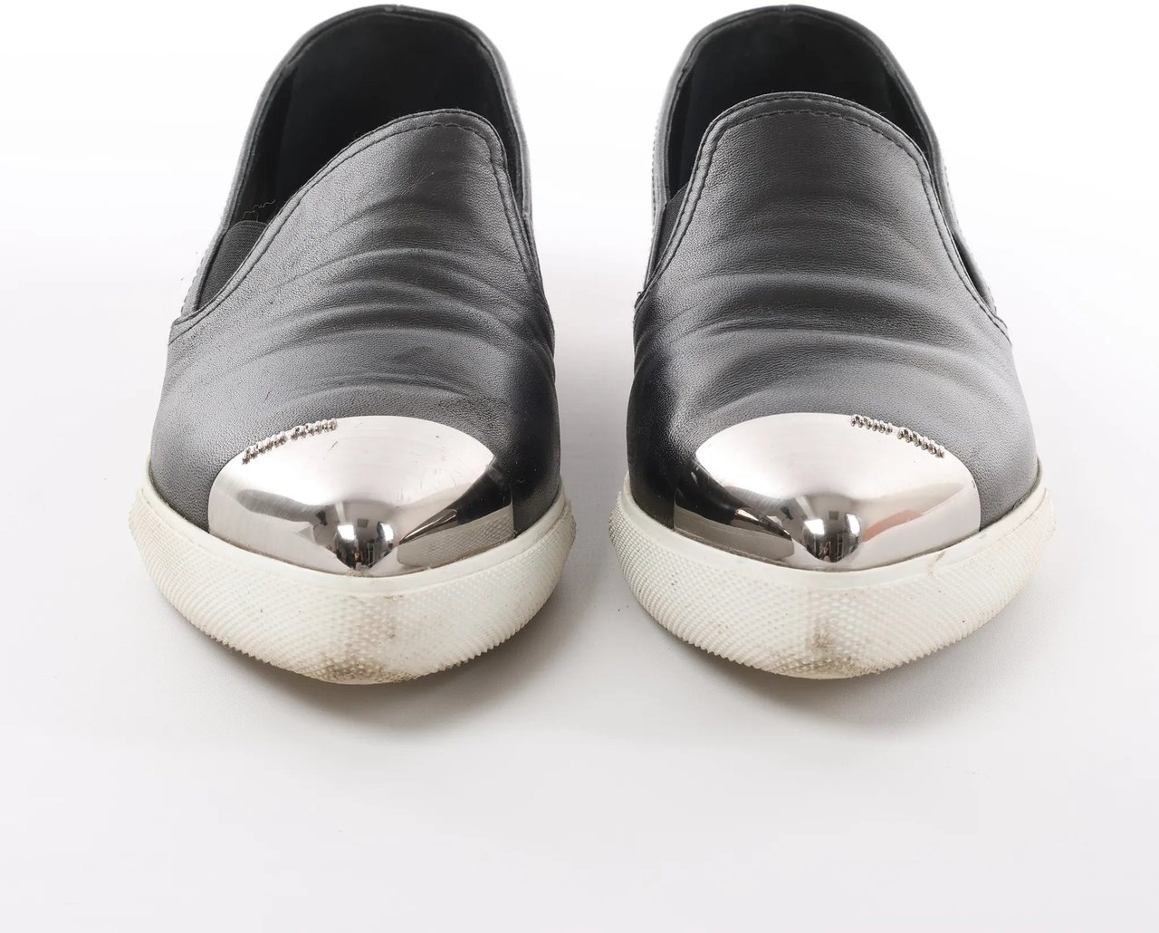 Miu Miu Leather Slip-on in Black 5S9010, Size 38.5 EU Divers