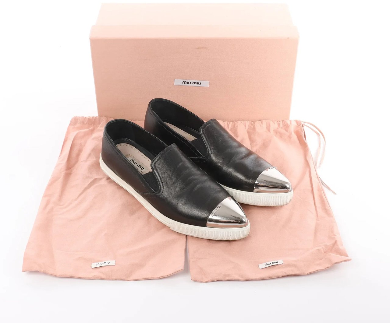 Miu Miu Leather Slip-on in Black 5S9010, Size 38.5 EU Divers