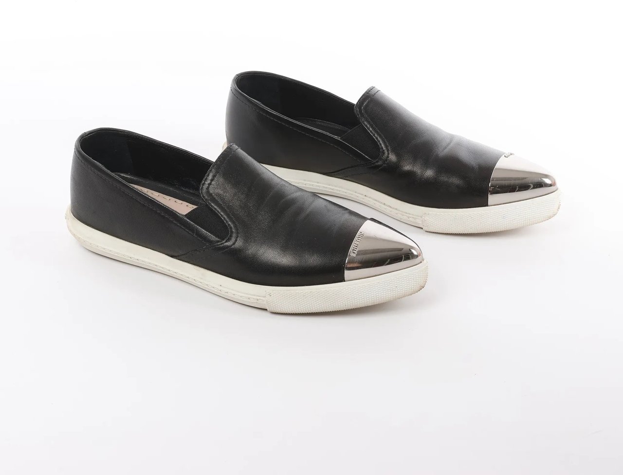 Miu Miu Leather Slip-on in Black 5S9010, Size 38.5 EU Divers