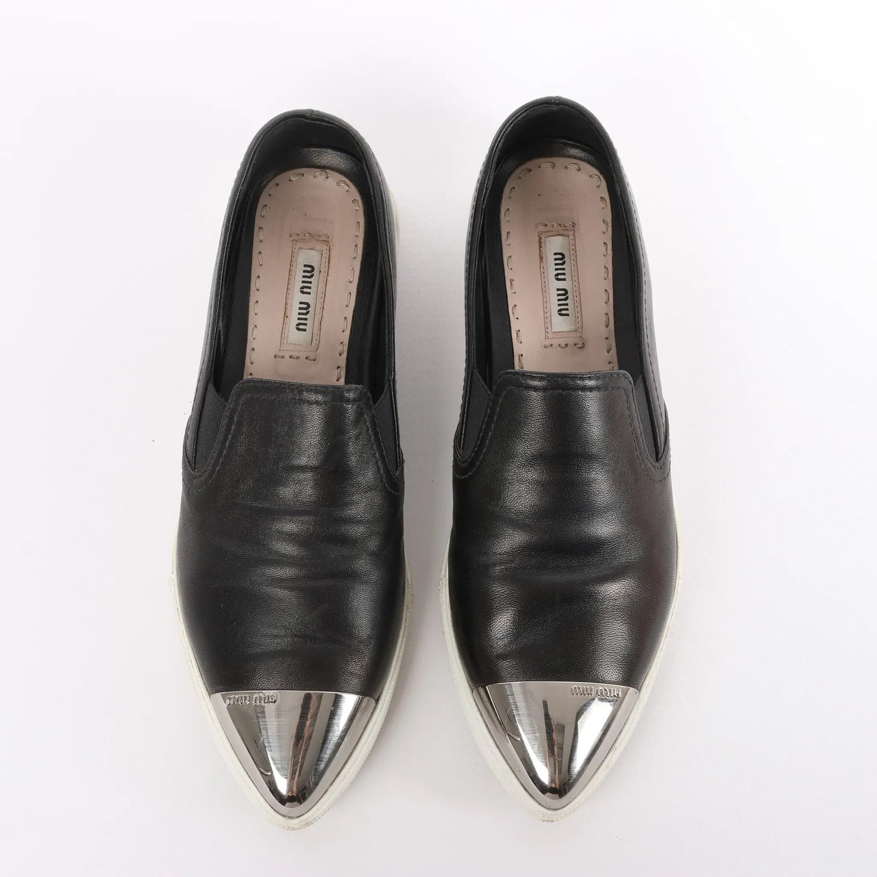 Miu Miu Leather Slip-on in Black 5S9010, Size 38.5 EU Divers