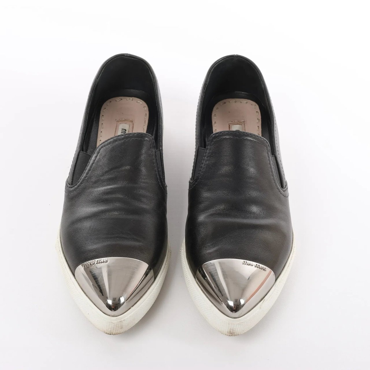 Miu Miu Leather Slip-on in Black 5S9010, Size 38.5 EU Divers