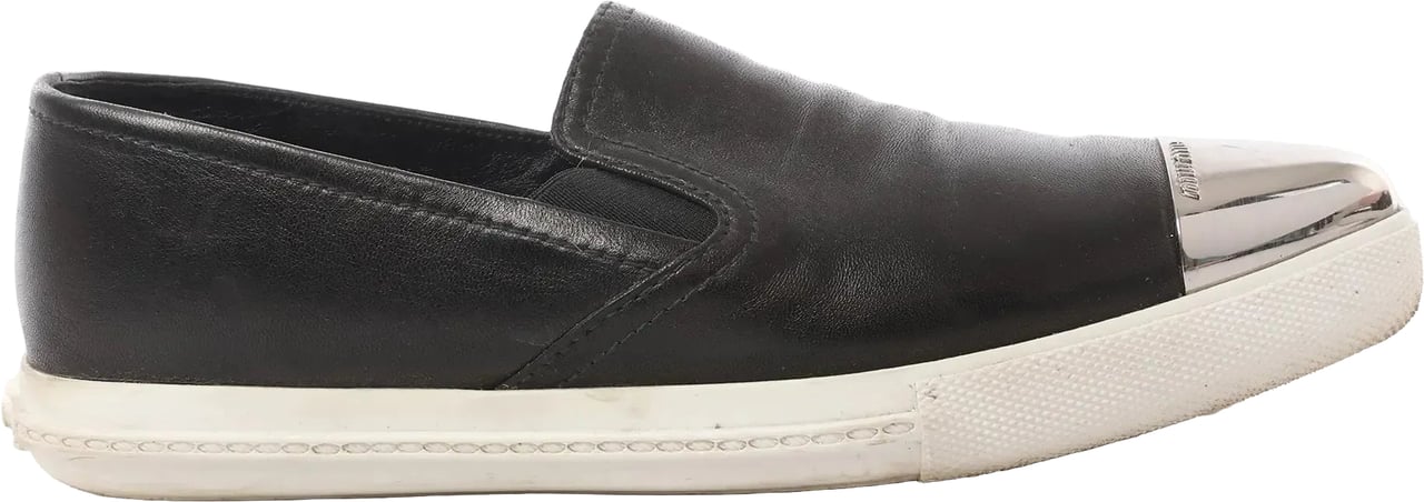 Miu Miu Leather Slip-on in Black 5S9010, Size 38.5 EU Divers