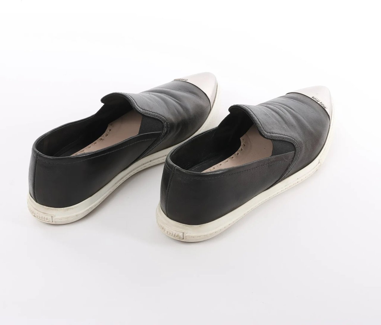 Miu Miu Leather Slip-on in Black 5S9010, Size 38.5 EU Divers