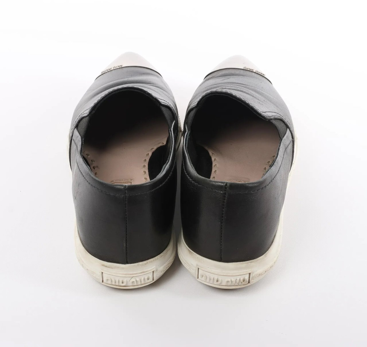 Miu Miu Leather Slip-on in Black 5S9010, Size 38.5 EU Divers