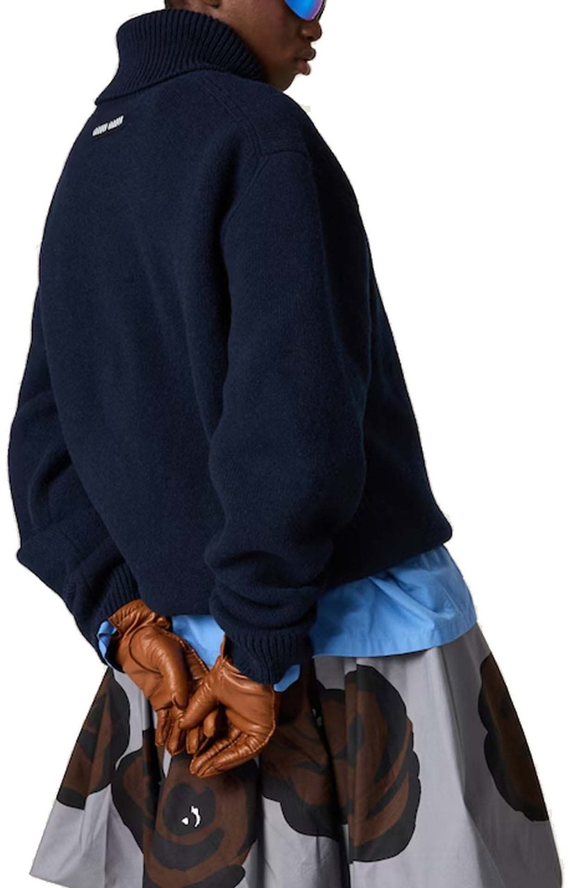 Miu Miu Miu Miu Wool-Cashmere Rollneck Sweater Blauw