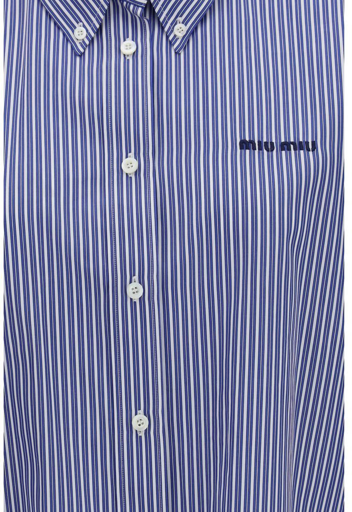 Miu Miu Blue Cotton Dress Shirt Blauw