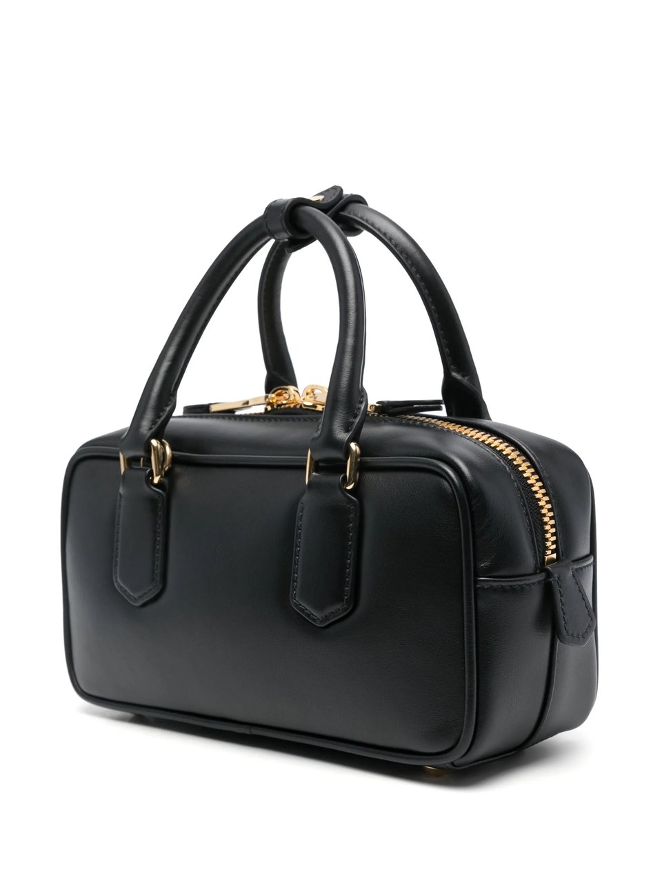 Miu Miu Rectangular Black Leather Handbag with Gold-tone Hardware Zwart