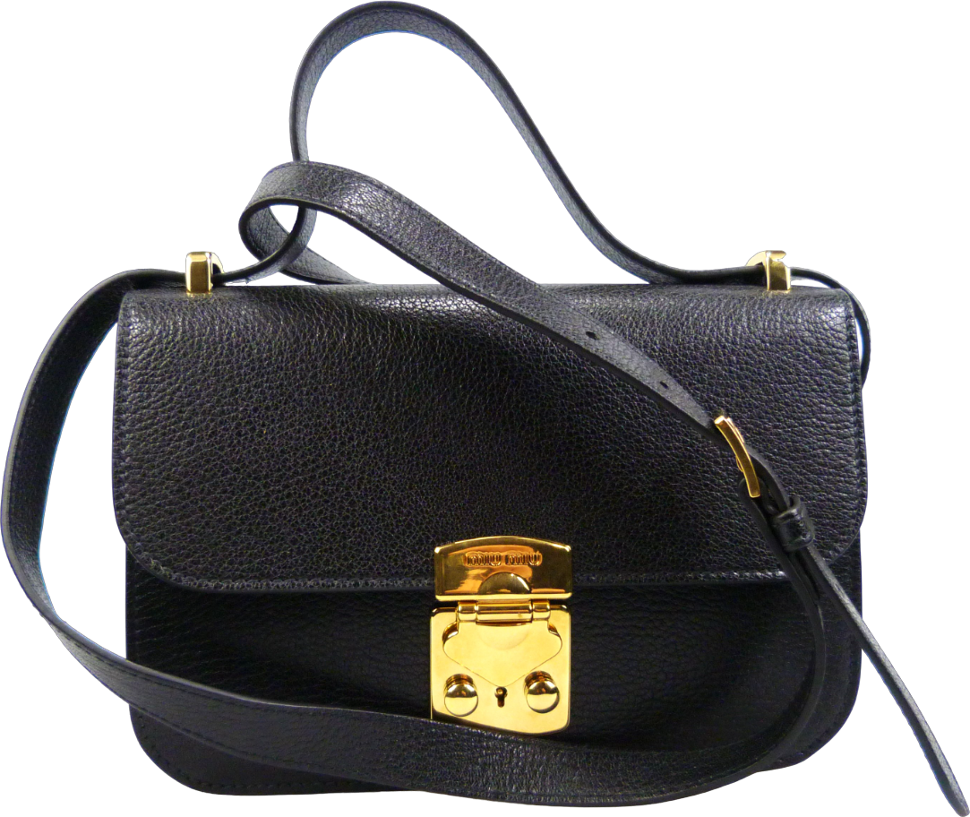 Miu Miu Shoulder Bag in Pelle Martellata Nera Zwart