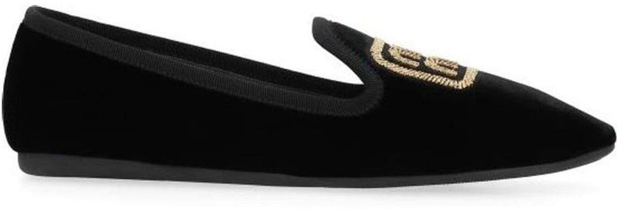 Miu Miu Miu Miu Logo Velvet Flats Zwart