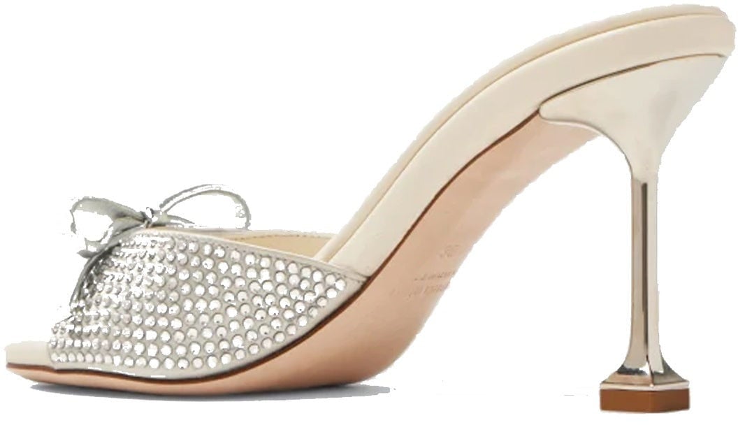 Miu Miu Miu Miu Leather Crystals Mules Zilver