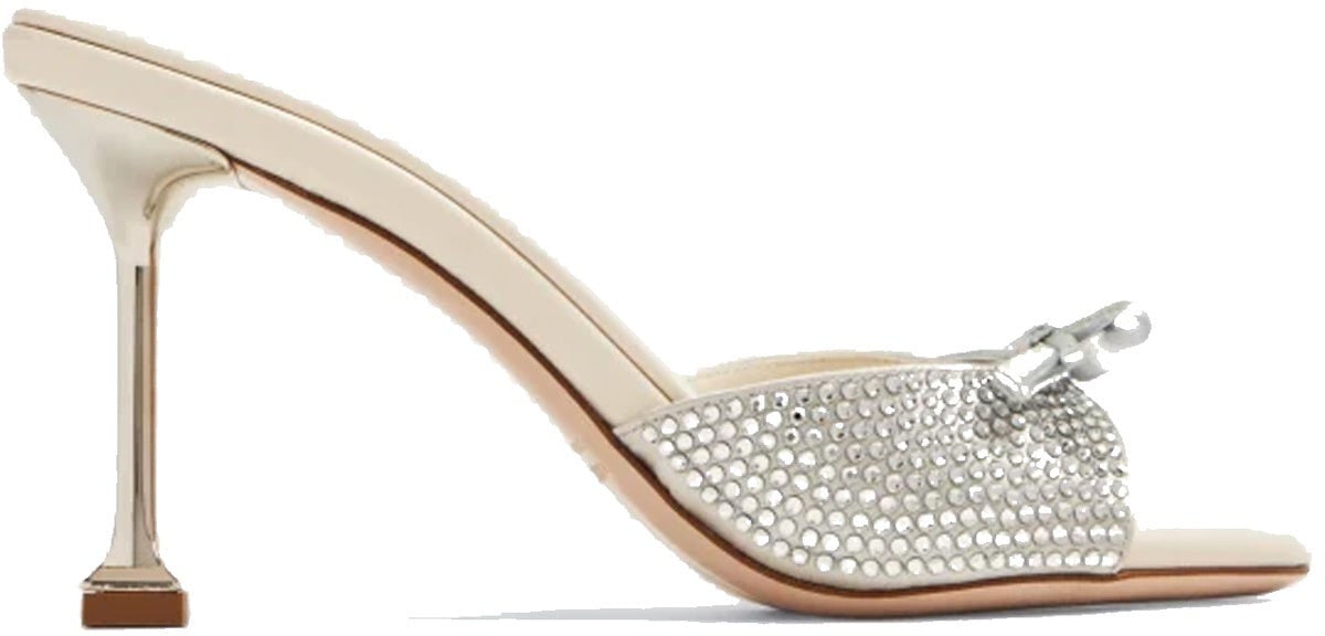 Miu Miu Miu Miu Leather Crystals Mules Zilver