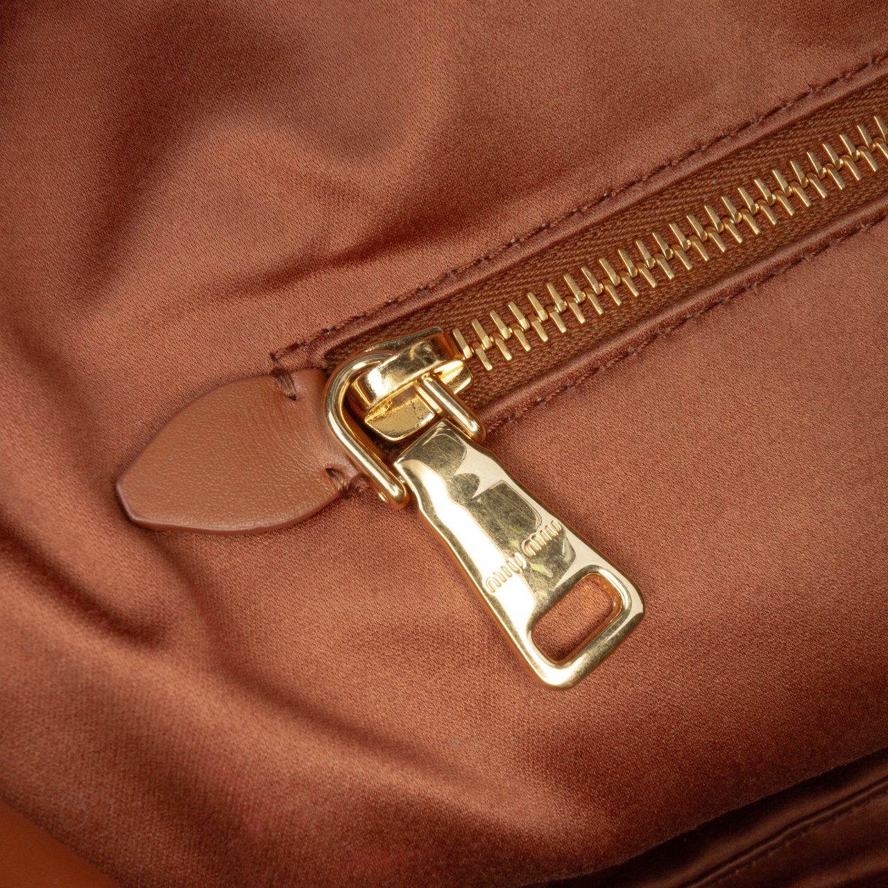 Miu Miu Large Soft Calf Softy Beau Top Handle Bag Bruin