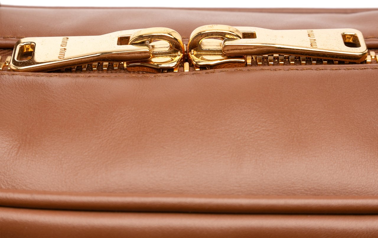 Miu Miu Large Soft Calf Softy Beau Top Handle Bag Bruin