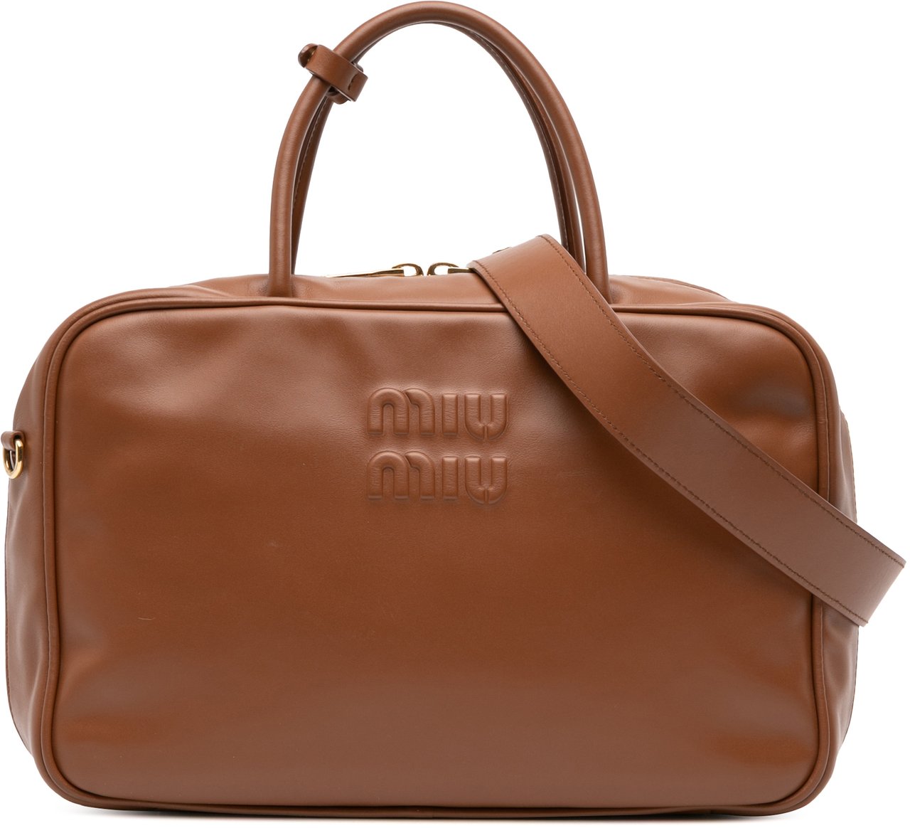Miu Miu Large Soft Calf Softy Beau Top Handle Bag Bruin
