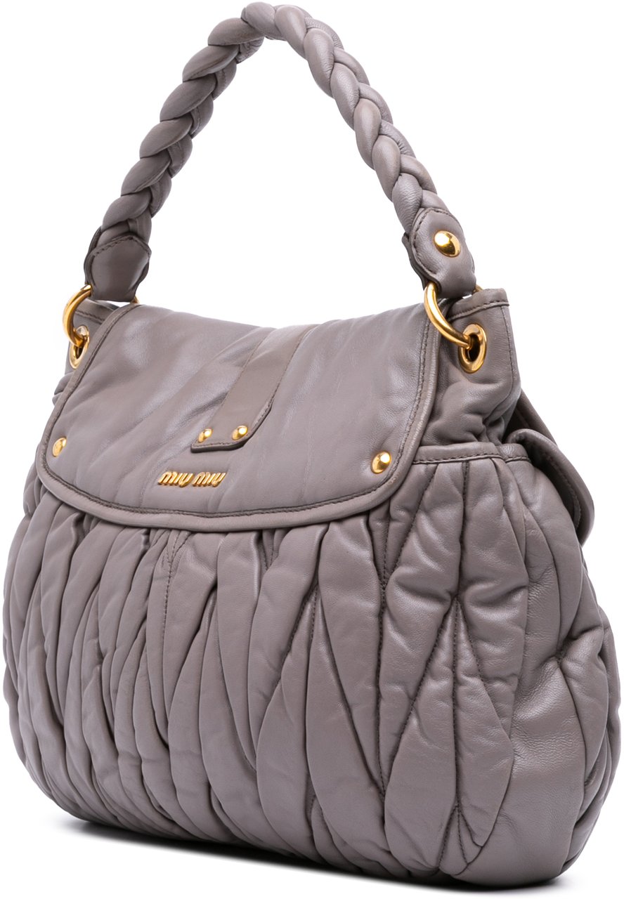 Miu Miu Matelasse Nappa Coffer Satchel Grijs