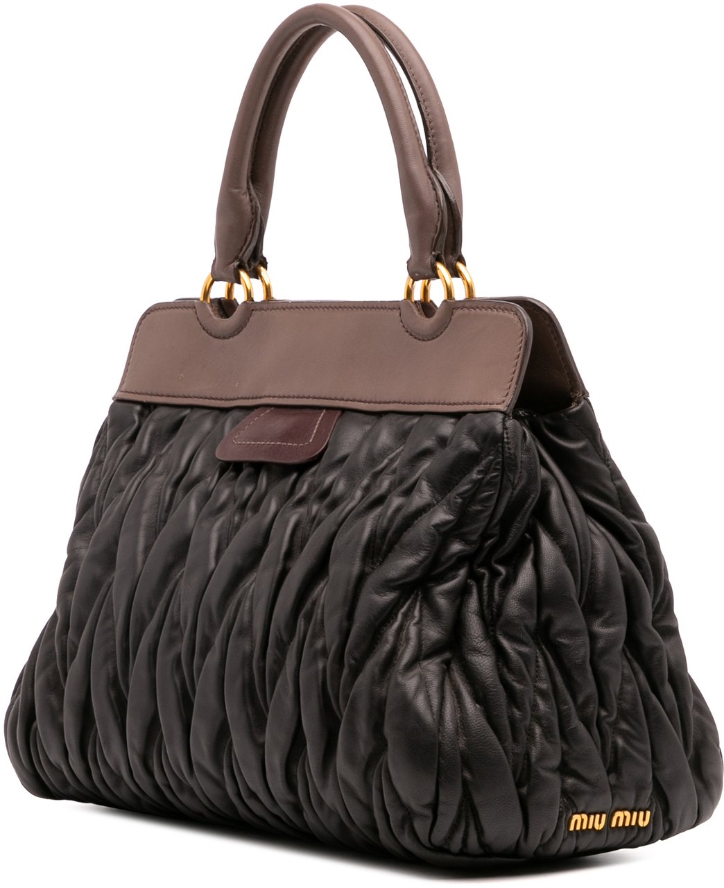 Miu Miu Matelasse Leather Turnlock Tote Zwart