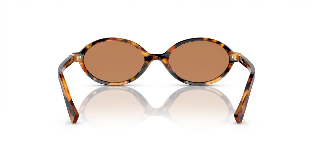 Miu Miu Tortoiseshell Acetate Oval Sunglasses with Gold Accents Bruin