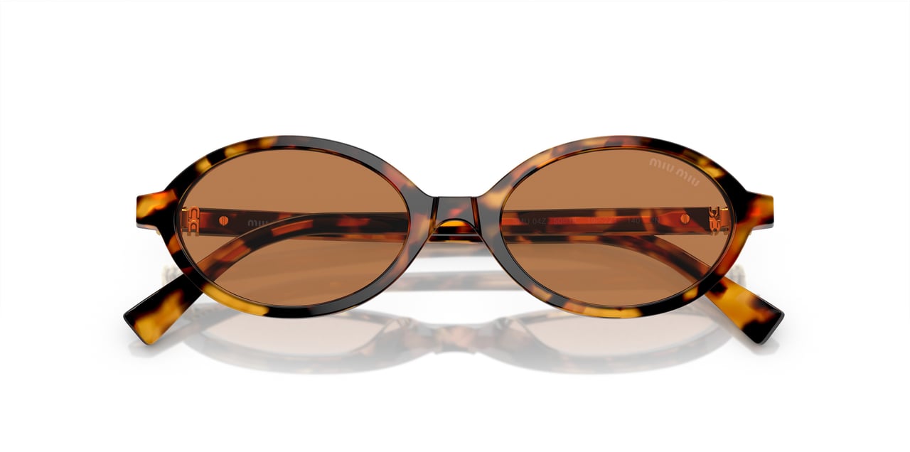 Miu Miu Tortoiseshell Acetate Oval Sunglasses with Gold Accents Bruin
