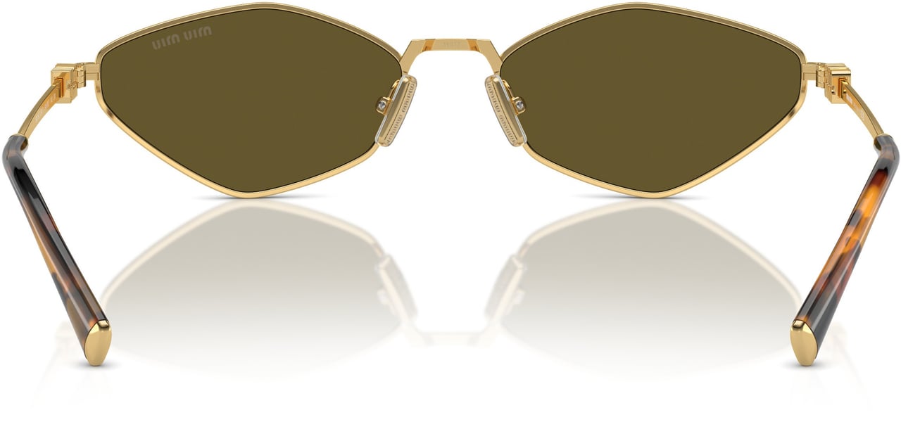 Miu Miu 0mu 56zs Angular Gold Metal Sunglasses Groen