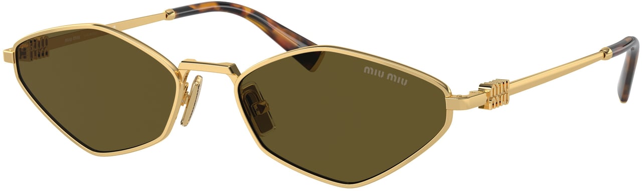 Miu Miu 0mu 56zs Angular Gold Metal Sunglasses Groen