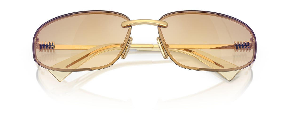 Miu Miu Rectangular Lens Sunglasses With Gold Frame Neutraal