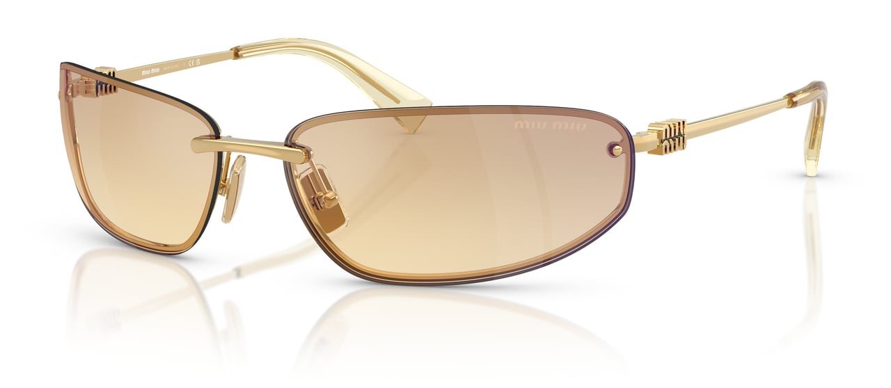 Miu Miu Rectangular Lens Sunglasses With Gold Frame Neutraal