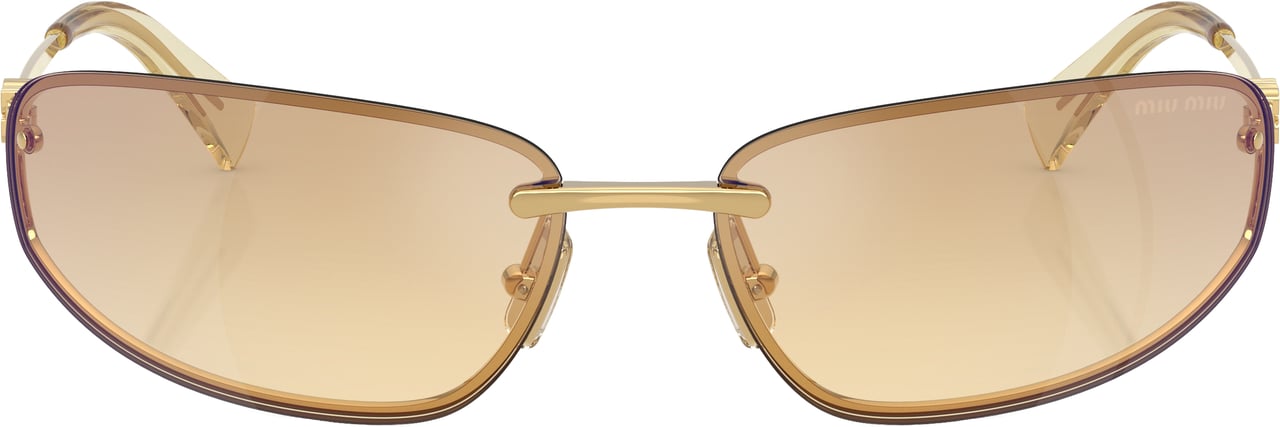 Miu Miu Rectangular Lens Sunglasses With Gold Frame Neutraal