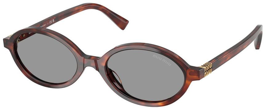 Miu Miu 0Mu 04Zs Oval Mahogany Havana Acetate Sunglasses Grijs