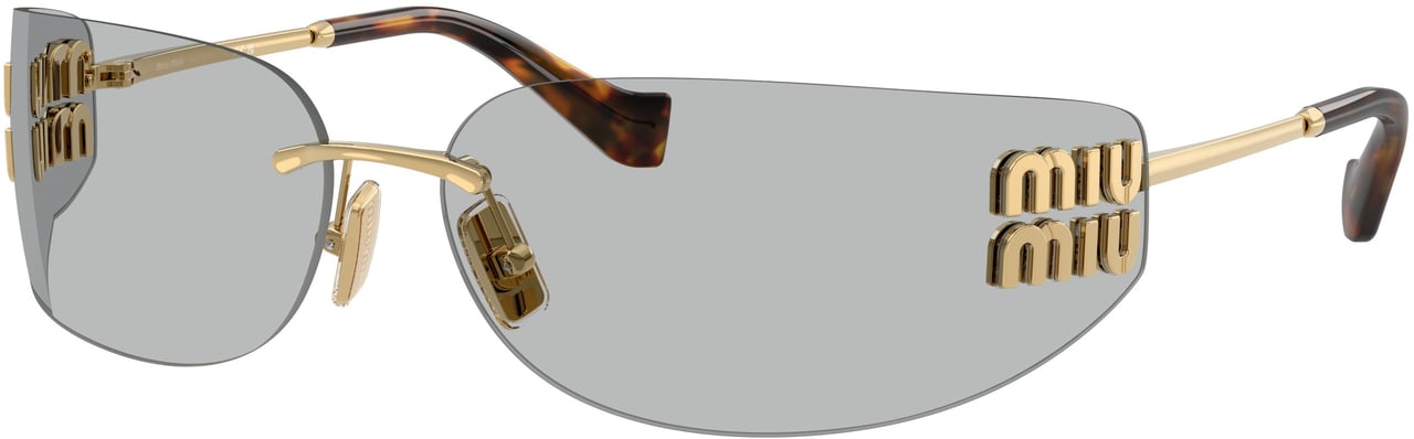 Miu Miu Rimless Sunglasses with Rectangular Grey Lenses Wit