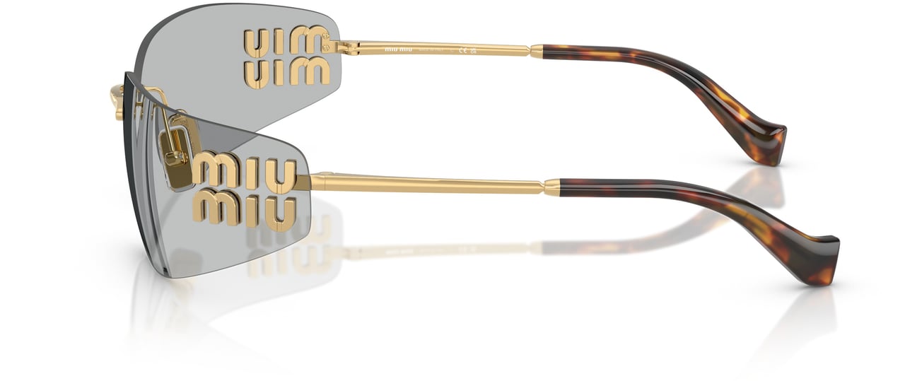Miu Miu Rimless Sunglasses with Rectangular Grey Lenses Wit