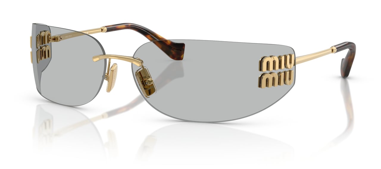 Miu Miu Rimless Sunglasses with Rectangular Grey Lenses Wit