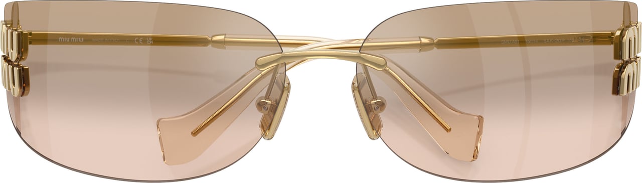 Miu Miu Rimless Sunglasses With Gradient Brown Lenses And Gold Logo Neutraal