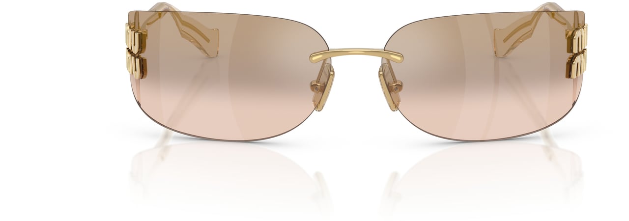 Miu Miu Rimless Sunglasses With Gradient Brown Lenses And Gold Logo Neutraal