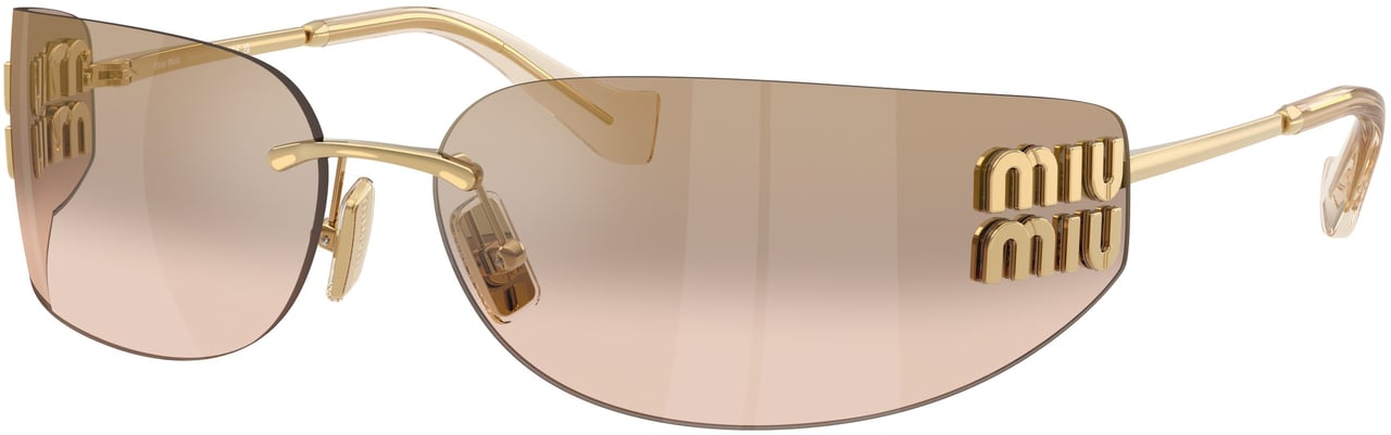 Miu Miu Rimless Sunglasses With Gradient Brown Lenses And Gold Logo Neutraal