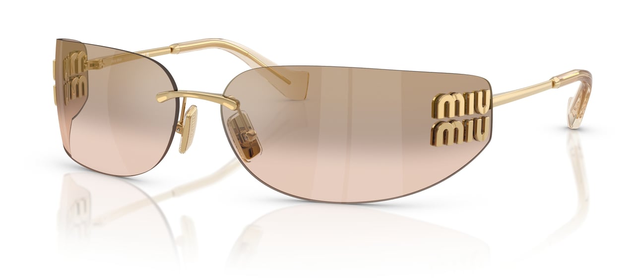 Miu Miu Rimless Sunglasses With Gradient Brown Lenses And Gold Logo Neutraal