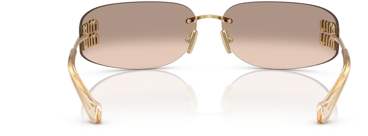 Miu Miu Rimless Sunglasses With Gradient Brown Lenses And Gold Logo Neutraal