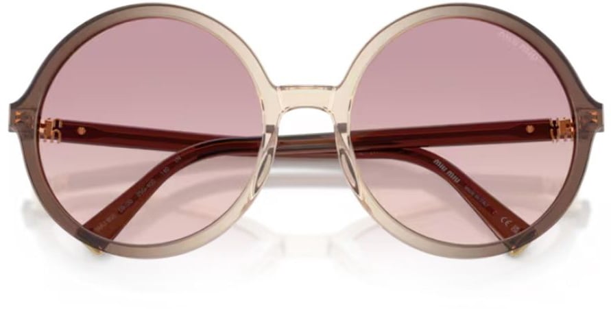 Miu Miu 0Mu B02S Miu Regard Oversized Round Gradient Brown Acetate Sunglasses Roze
