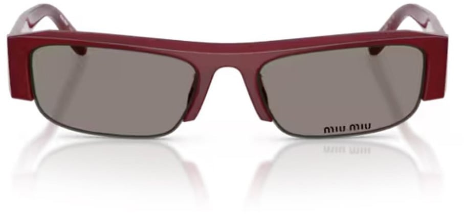 Miu Miu Slim Rectangular Burgundy Acetate Sunglasses with Smoky Lenses Wit