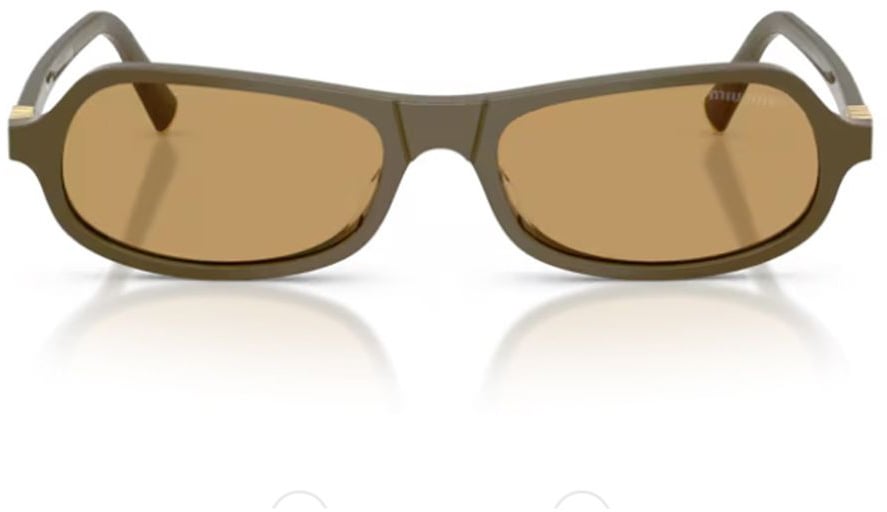 Miu Miu Sculpted Green Acetate Sunglasses with Retro Character Neutraal