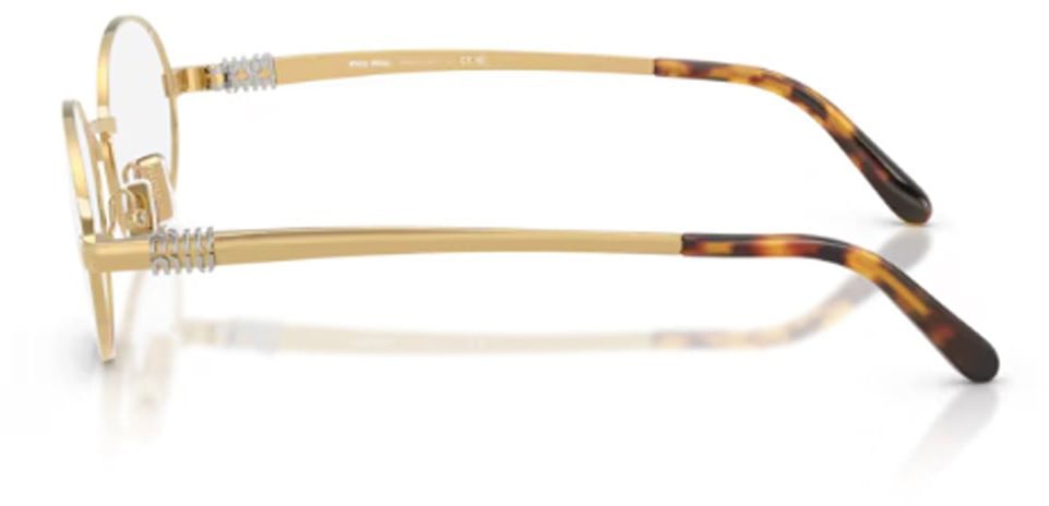 Miu Miu Ovale Gold-Toned Metal Sunglasses with Tortoiseshell Temple Tips Neutraal