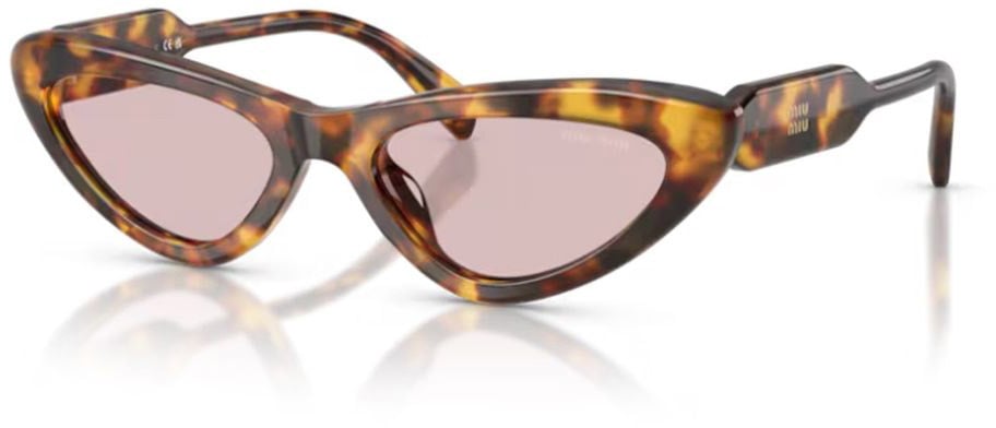 Miu Miu Cat-Eye Sunglasses with Vertical Logo in Honey Havana Grijs