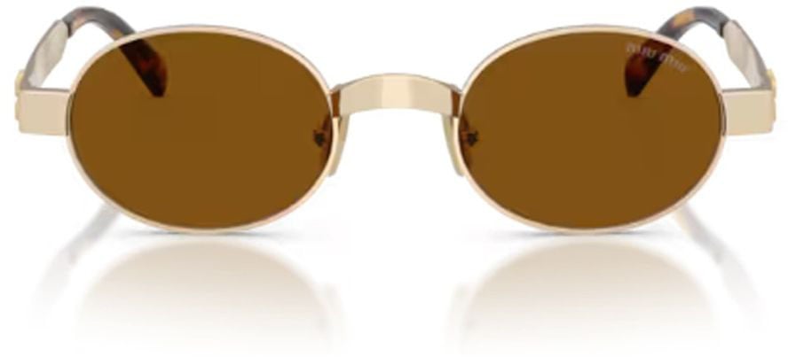 Miu Miu Compact Oval Sunglasses with Satin Gold-tone Frame Oranje